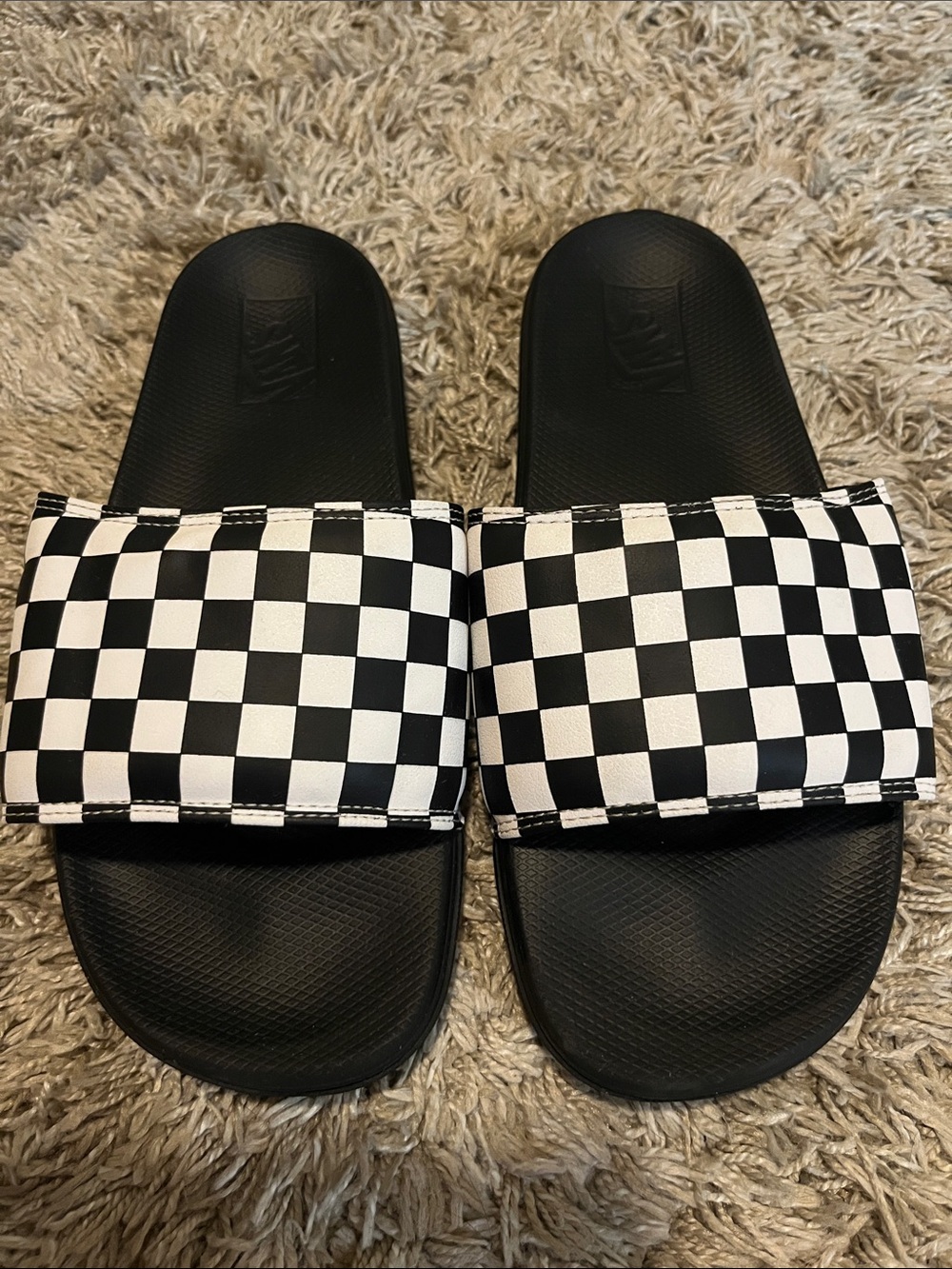 Vans Black & White Checkerboard Slide Sandals